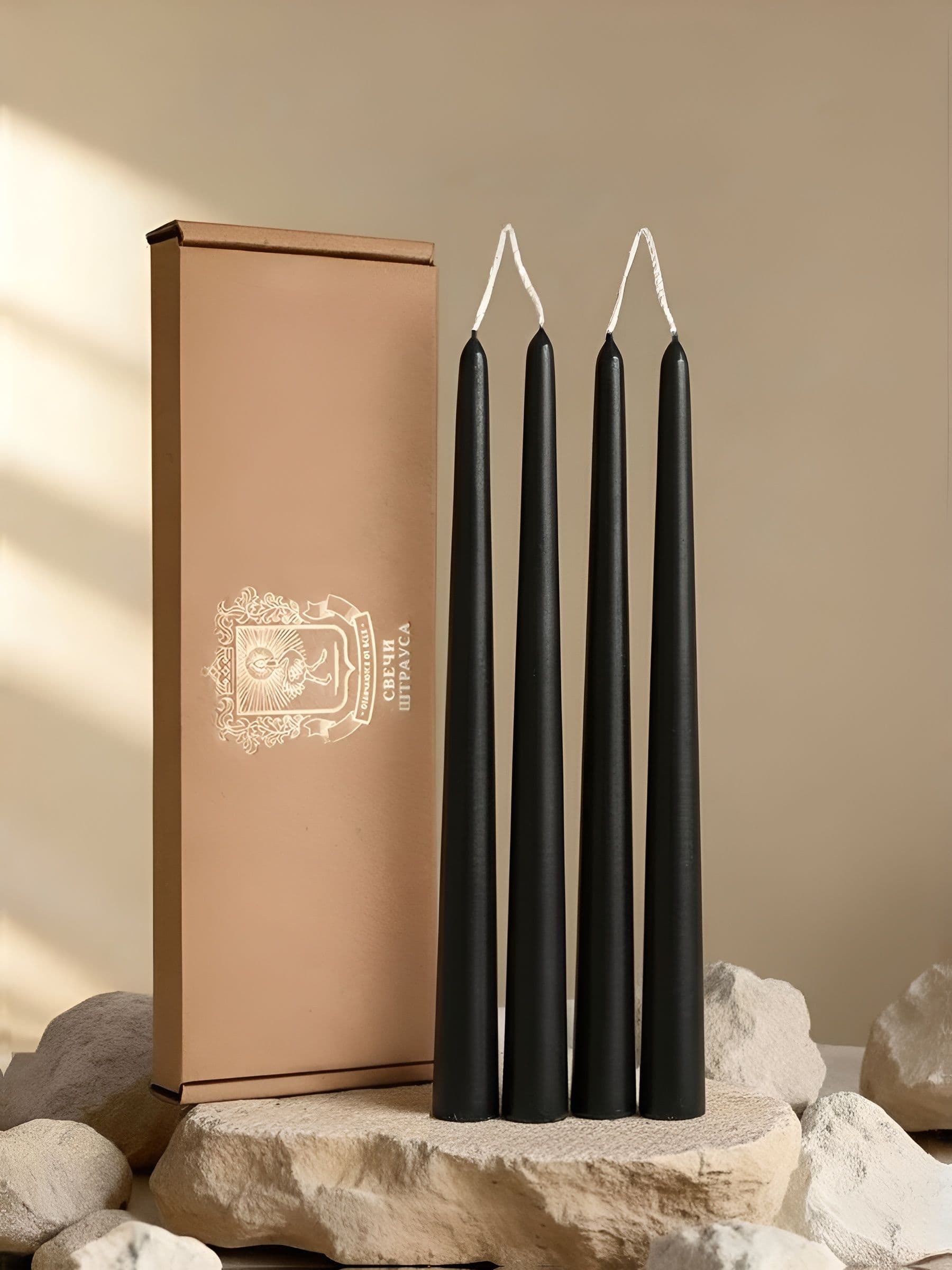 Конические свечи Штрауса — Чёрные, 4 шт — фото 1
