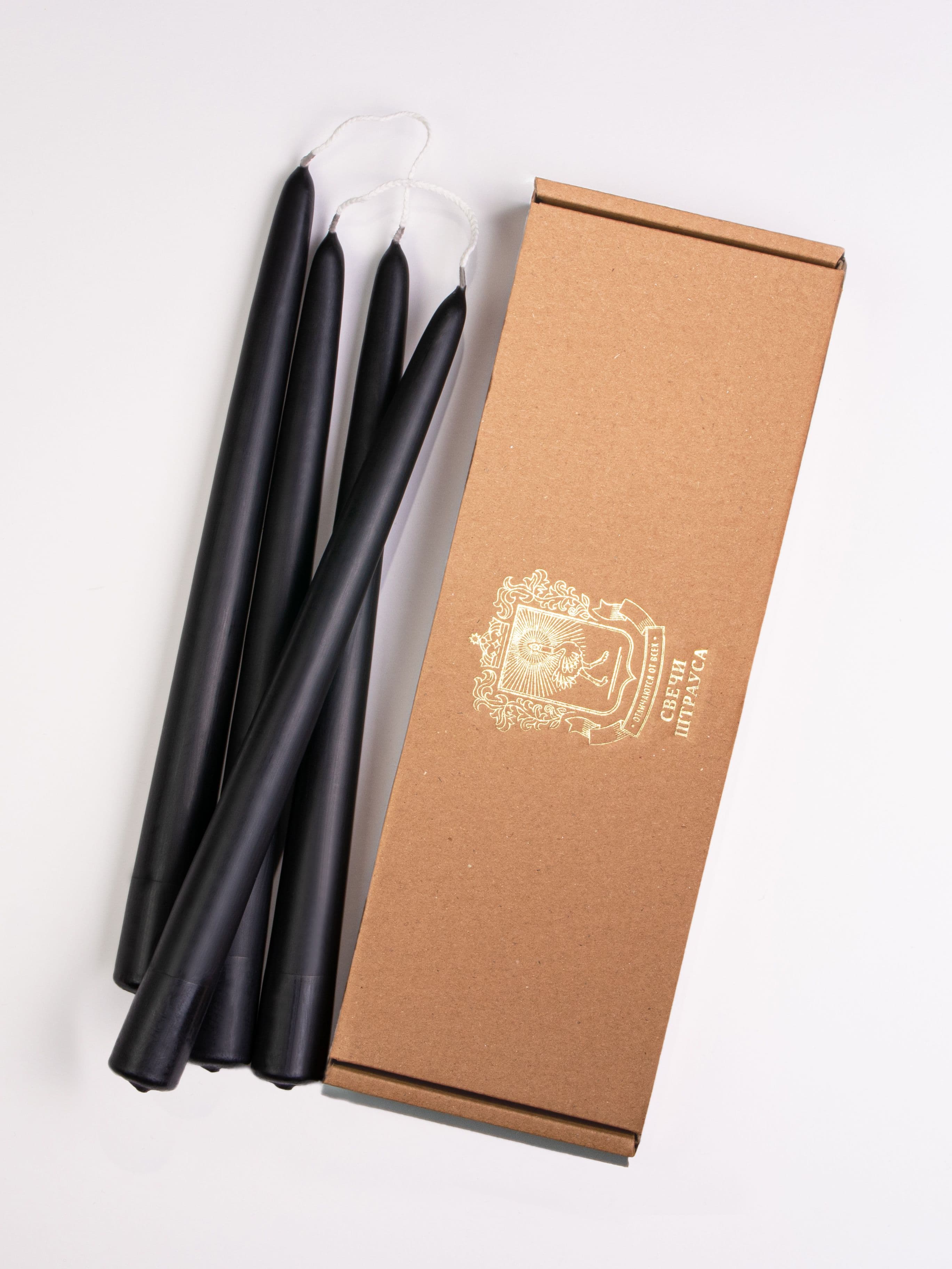 Конические свечи Штрауса — Чёрные, 4 шт — фото 4