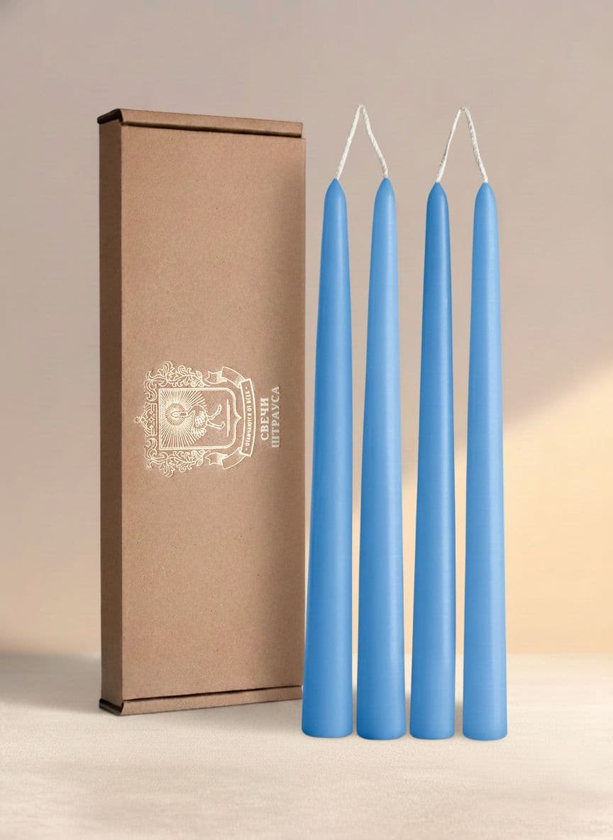 Конические свечи Штрауса — Голубые, 4 шт — фото 1