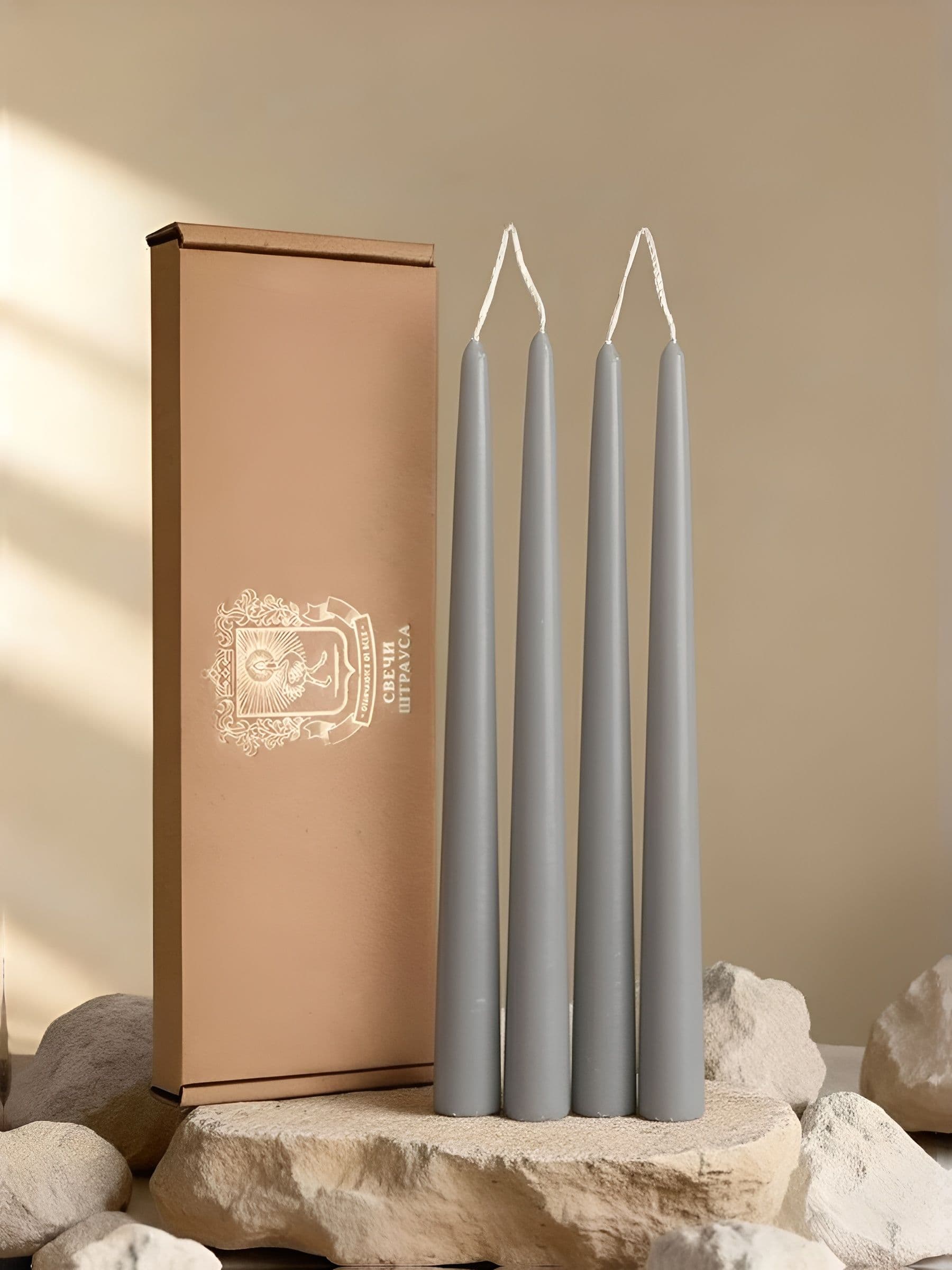 Конические свечи Штрауса — Серые, 4 шт — фото 1