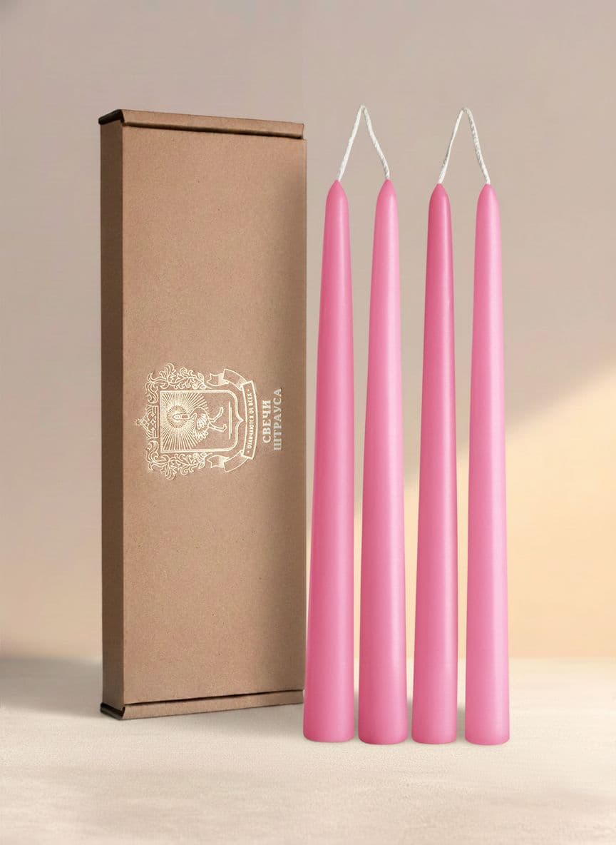 Конические свечи Штрауса — Розовые, 4 шт — фото 1
