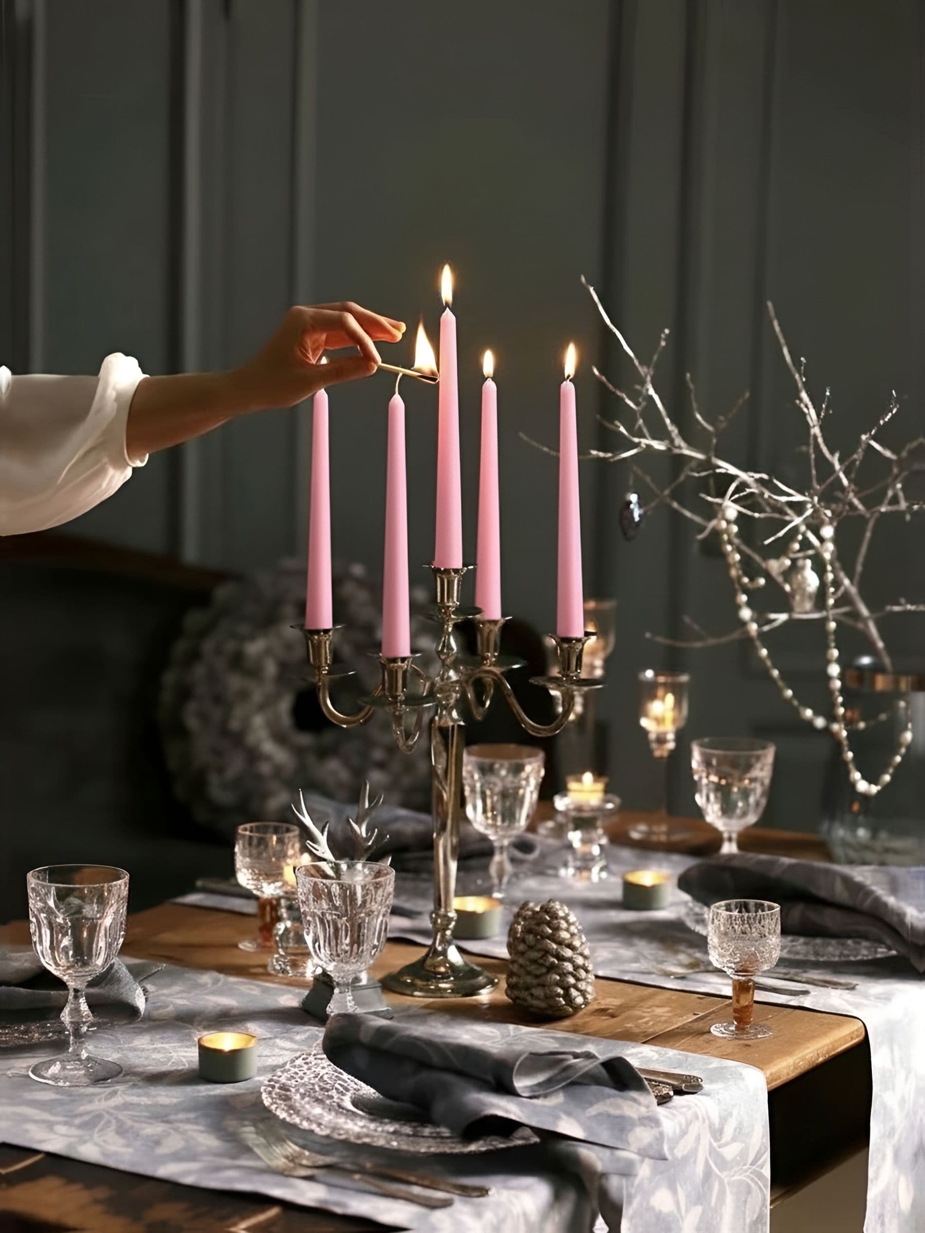 Конические свечи Штрауса — Розовые, 4 шт — фото 6