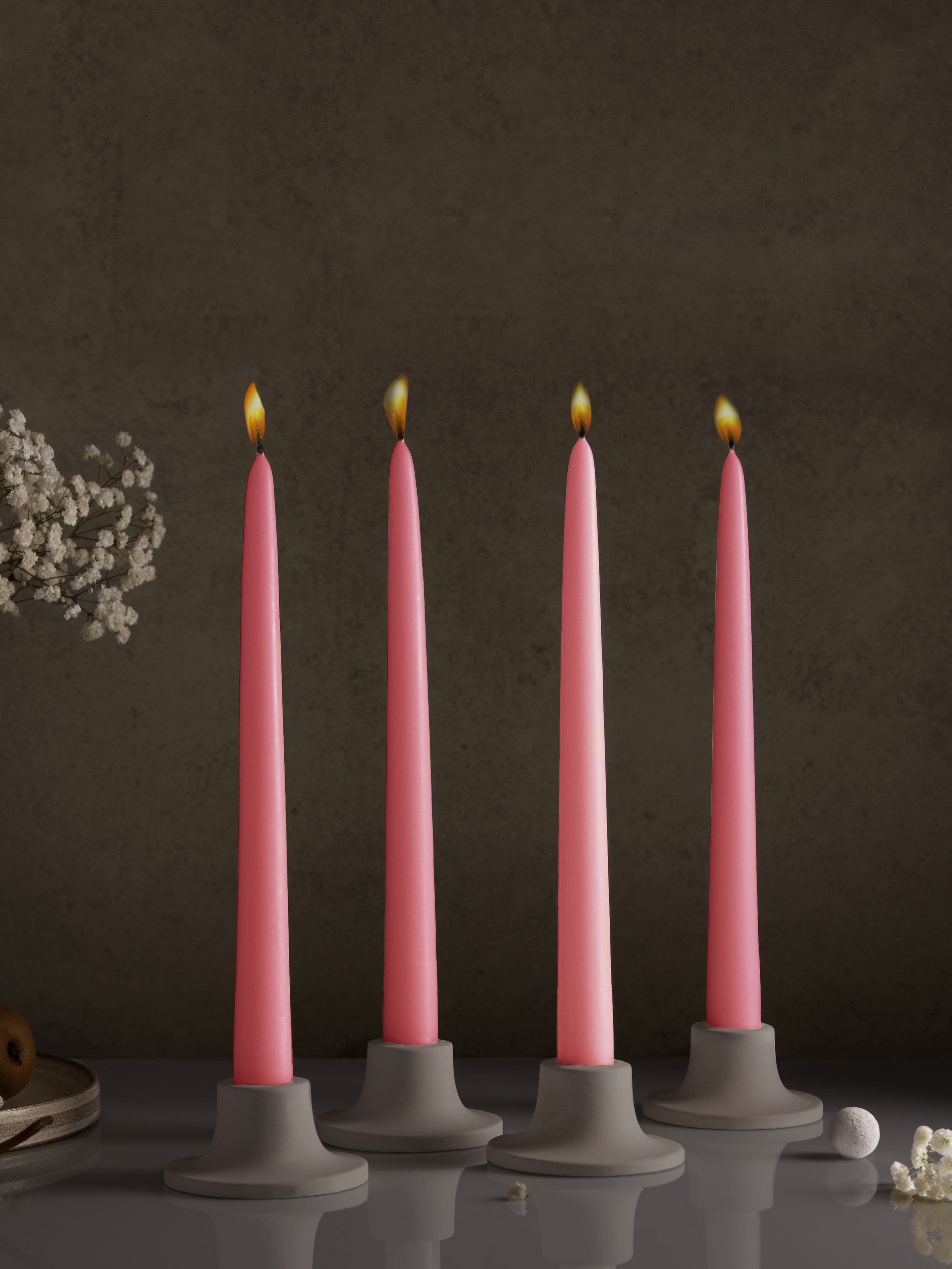 Конические свечи Штрауса — Розовые, 4 шт — фото 7