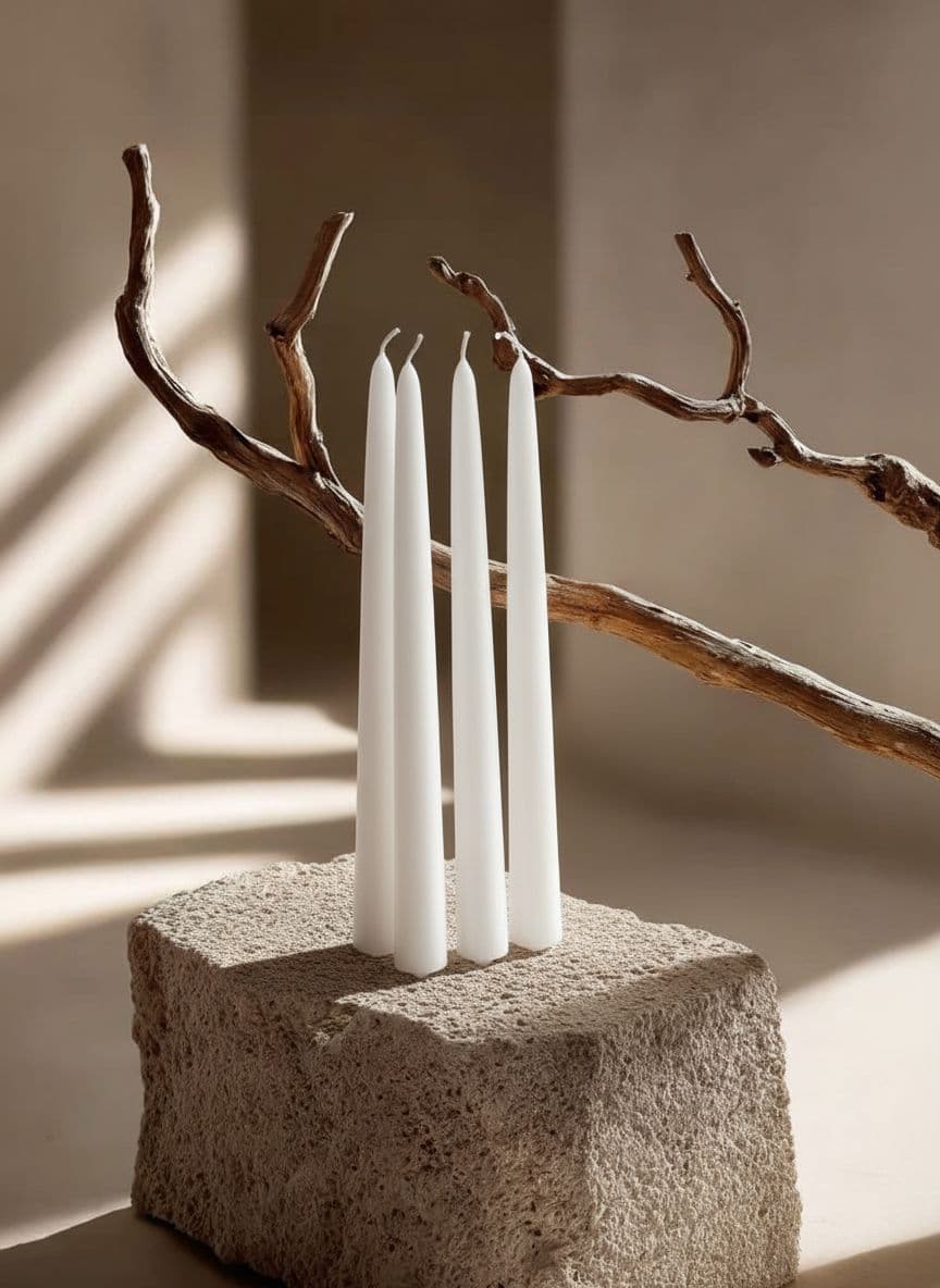 Конические свечи Штрауса — Белые, 4 шт — фото 4